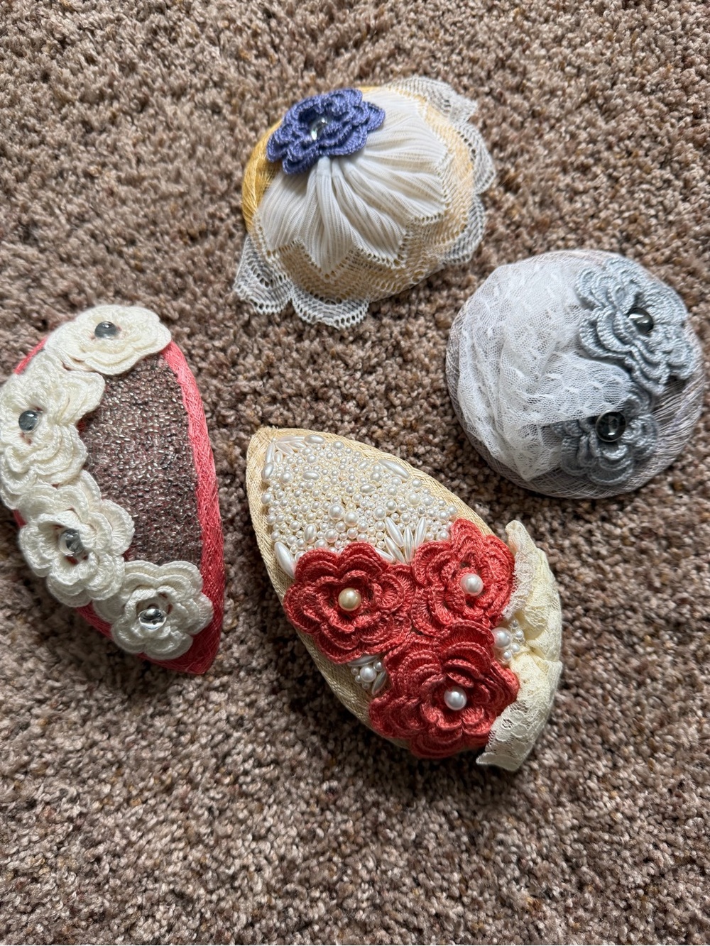 Handmade Women's Fabric Fascinator Clip - Red Floral Accent